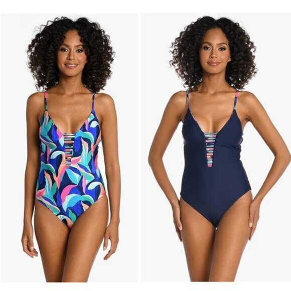 La Blanca Mio Reversible Plunging One-Piece Swimsuit - 12 - Picture 1 of 11
